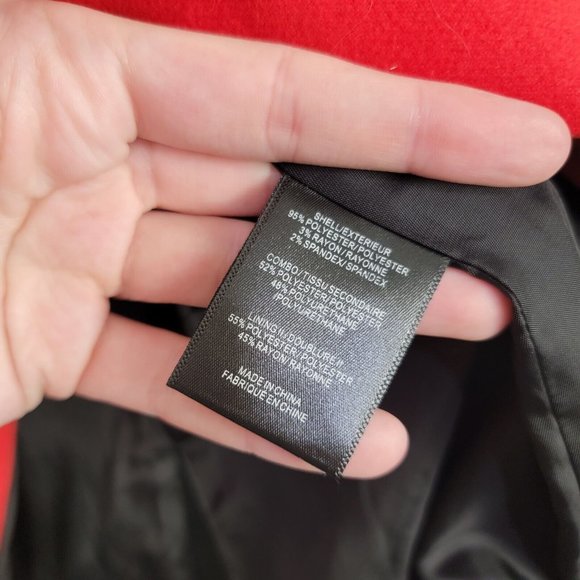 L.A.M.B. Red Black Double Breasted Colorblock Jacket Size 8 Faux Leather Holiday - Picture 5 of 6